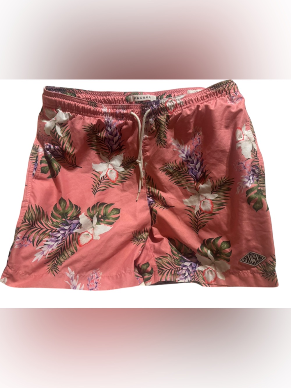 PacSun Coral Tropical Print Swim Shorts